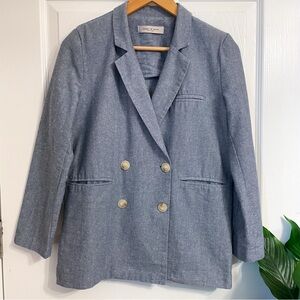 Light Blue Blazer London de Salon Korea Suit Jacket Button Front